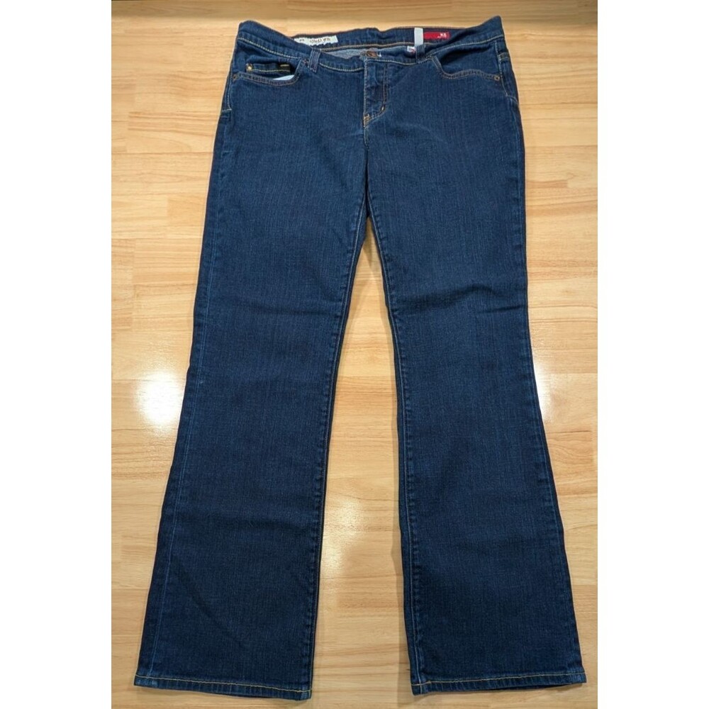 X2 Curvy W31 Boot Cut Jeans Womens Size 12 Long Dark Wash Indigo Denim 34x33